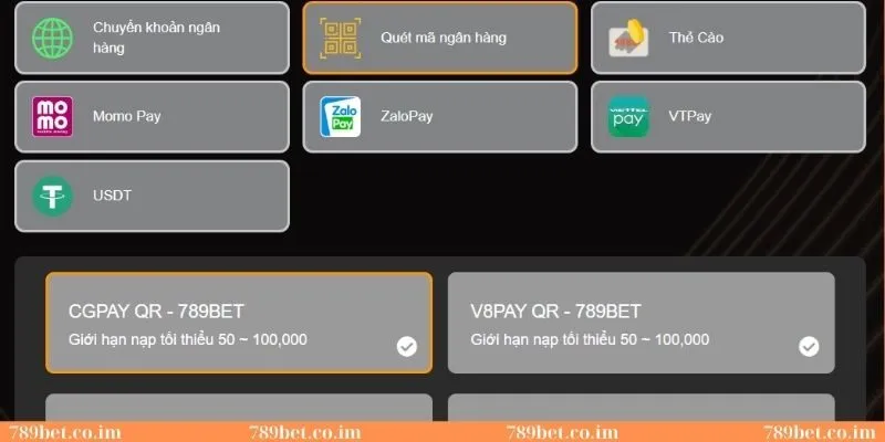 Top kênh thanh toán nạp tiền 789Bet thông minh